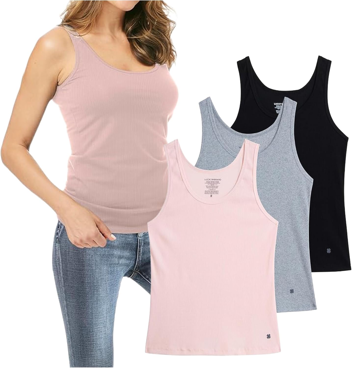 Lucky Brand Women’s Tank Top – 3 Pack Stretch...