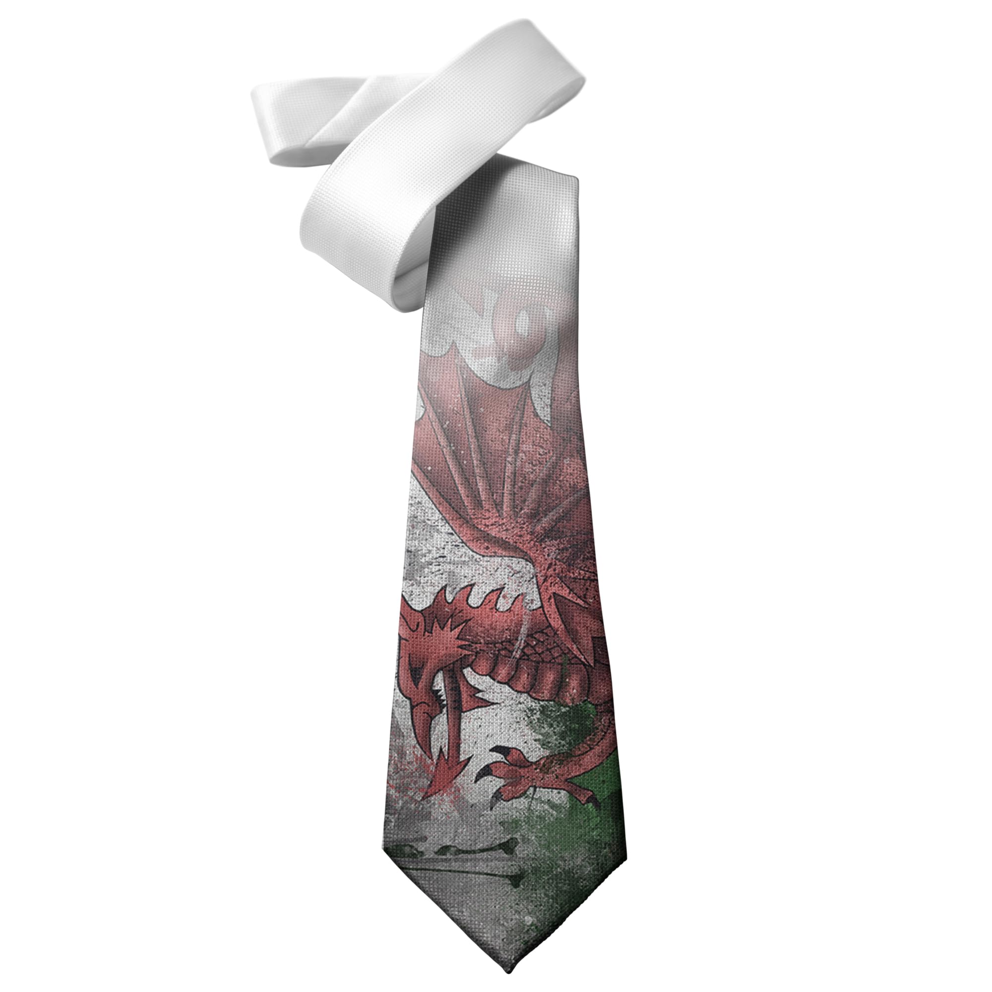 Shopquality4u Men's Multicoloured Wales Welsh Grunge Flag Printed Neck Tie - Silk/Polyester - Great Gift - Half Tie Print