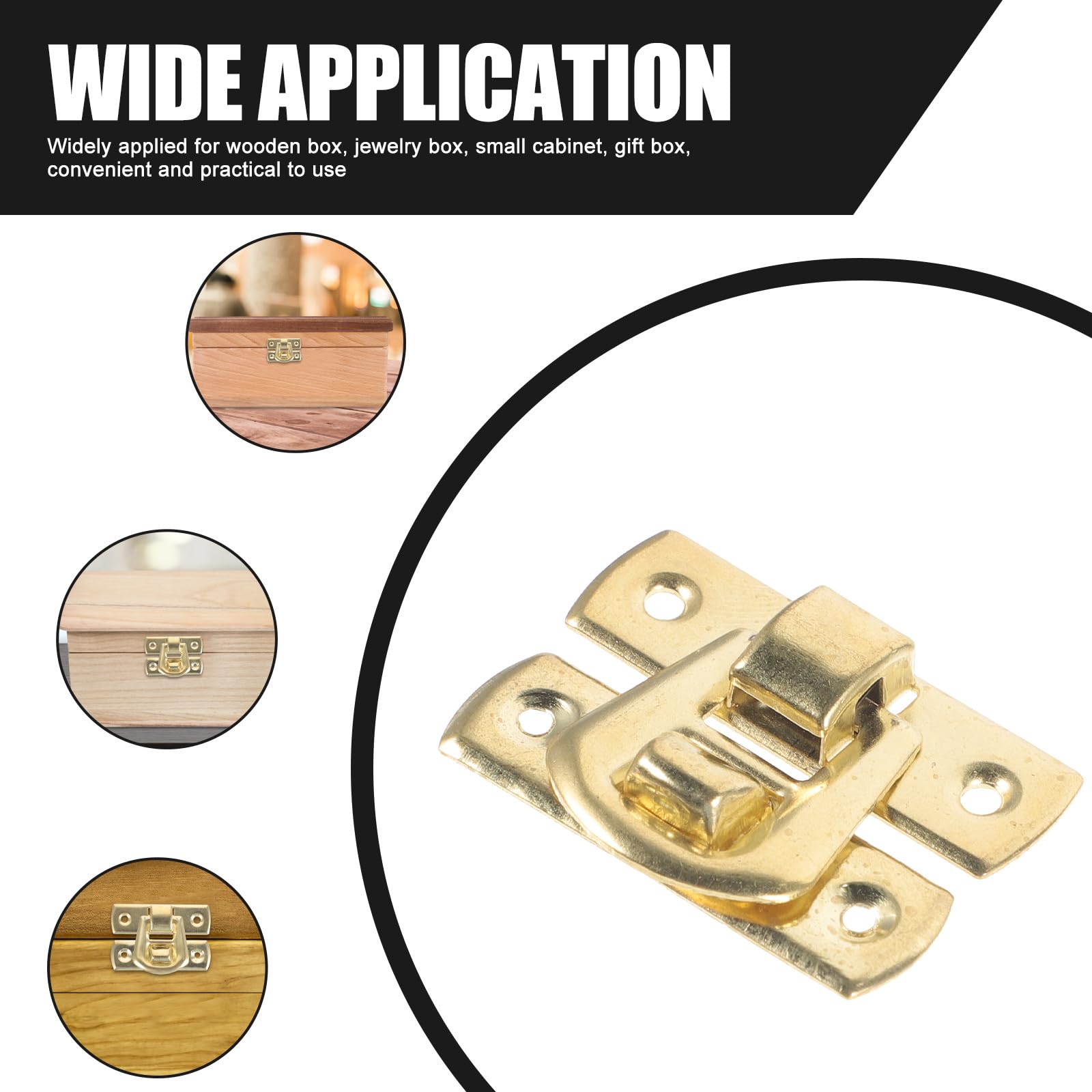 Chiusura a Gancio in Lega di Zinco 30x20mm, Set 10 Pezzi per Scatole di Legno e Portagioie, Fibbia in Metallo Compatta per Scatole Cosmetici, Vino e Cassette Attrezzi