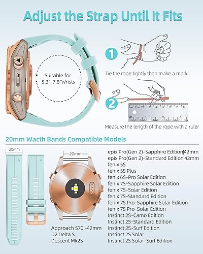 Miniatura 3 de Correa de reloj de 0.787 pulgadas para Garmin fenix 5s 6s6s pro 7s Instinct 2s 20 de liberación rápida, correas de repuesto para Garmin Epix 2 1.654