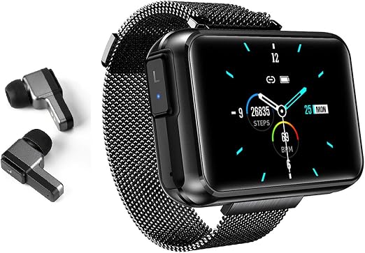 Amazon.com: Reloj inteligente con auriculares Bluetooth inalámbricos, pulsera  inteligente para hombre y mujer para el tiempo ritmo cardíaco presión  arterial, pulsera de música (negro) : Electrónica