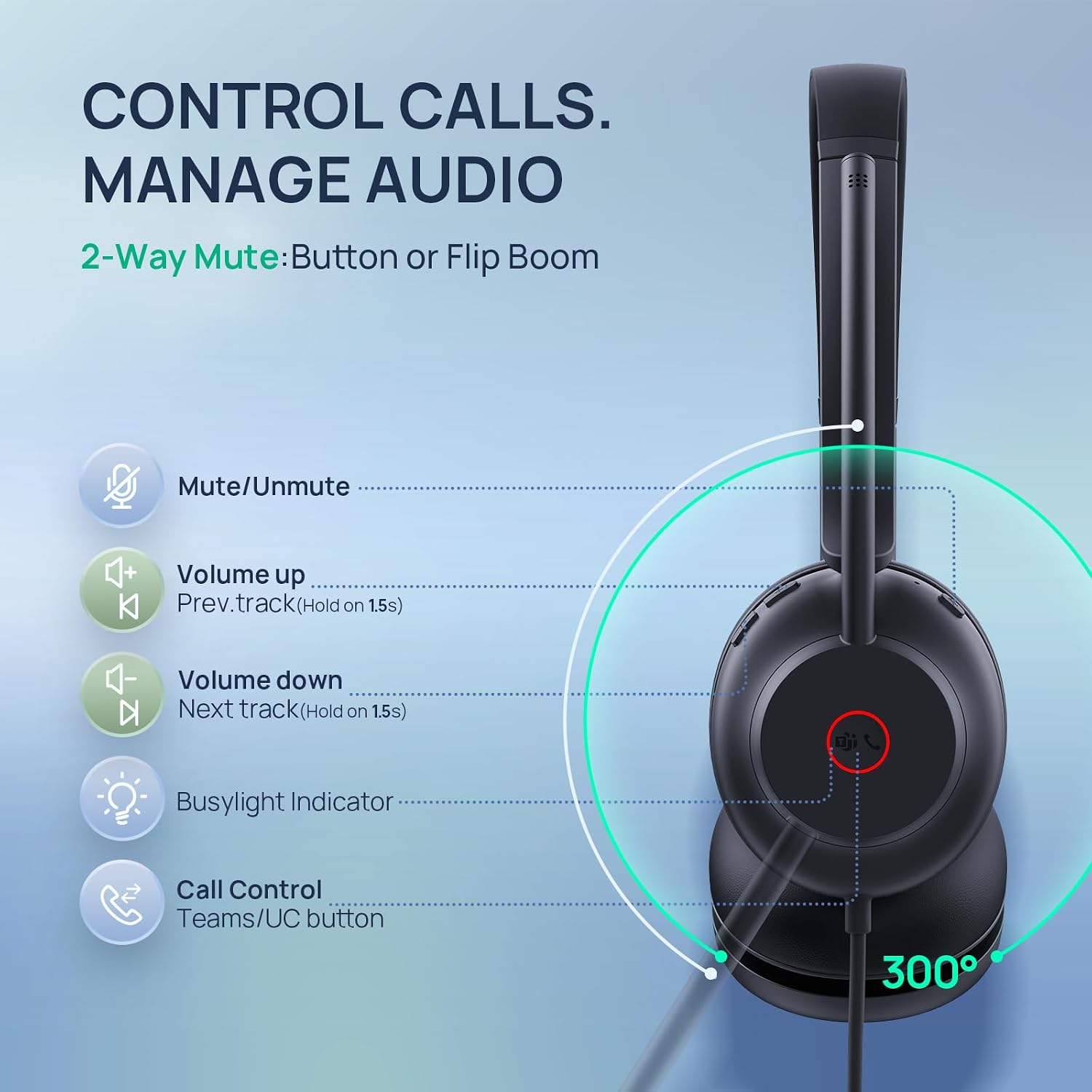 Yealink UH35 2nd Gen Wired Headset, USB-C/A,AI Noise Canceling Mic,HD Audio | Teams/Zoom Certified, Dual-ear Headphones with 2-Microphones, Play & Plug for Computer/Phone, WFH, Call Center,35mm Speakers