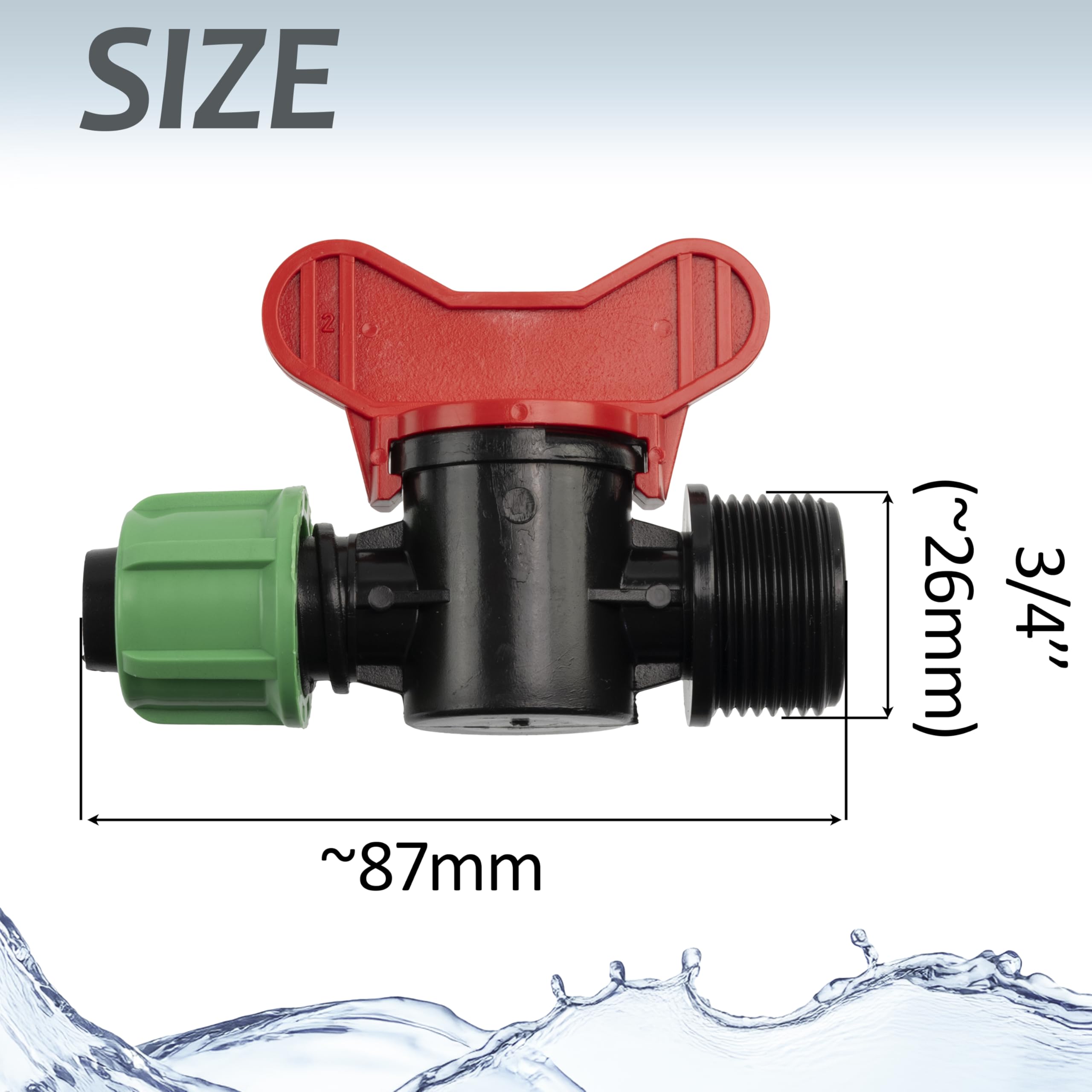 AERZETIX - Lot de 10 Vannes d'Arrêt 3/4" Filetage Externe pour Tuyau d'Irrigation Goutte à Goutte 16 mm en Plastique | Pression Supportée 4 Bars | Robinet Système d'Arrosage Équipement Jardinage