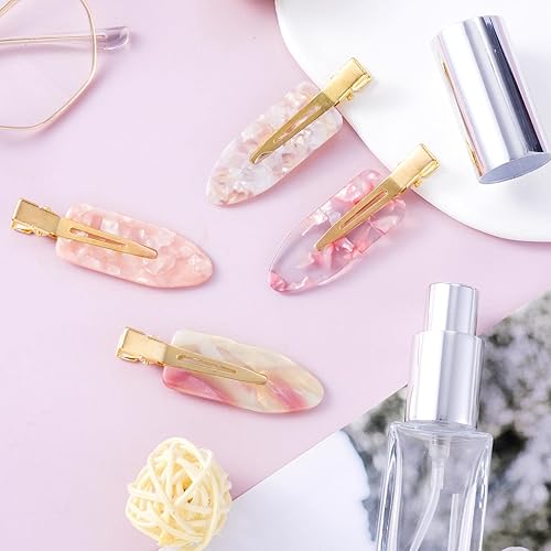 Miniatura 7 de OIIKI 8 accesorios para el cabello sin arrugas bonitos pasadores acrílicos sin doblar, pinzas de metal para el cabello para mujeres y niñas, color