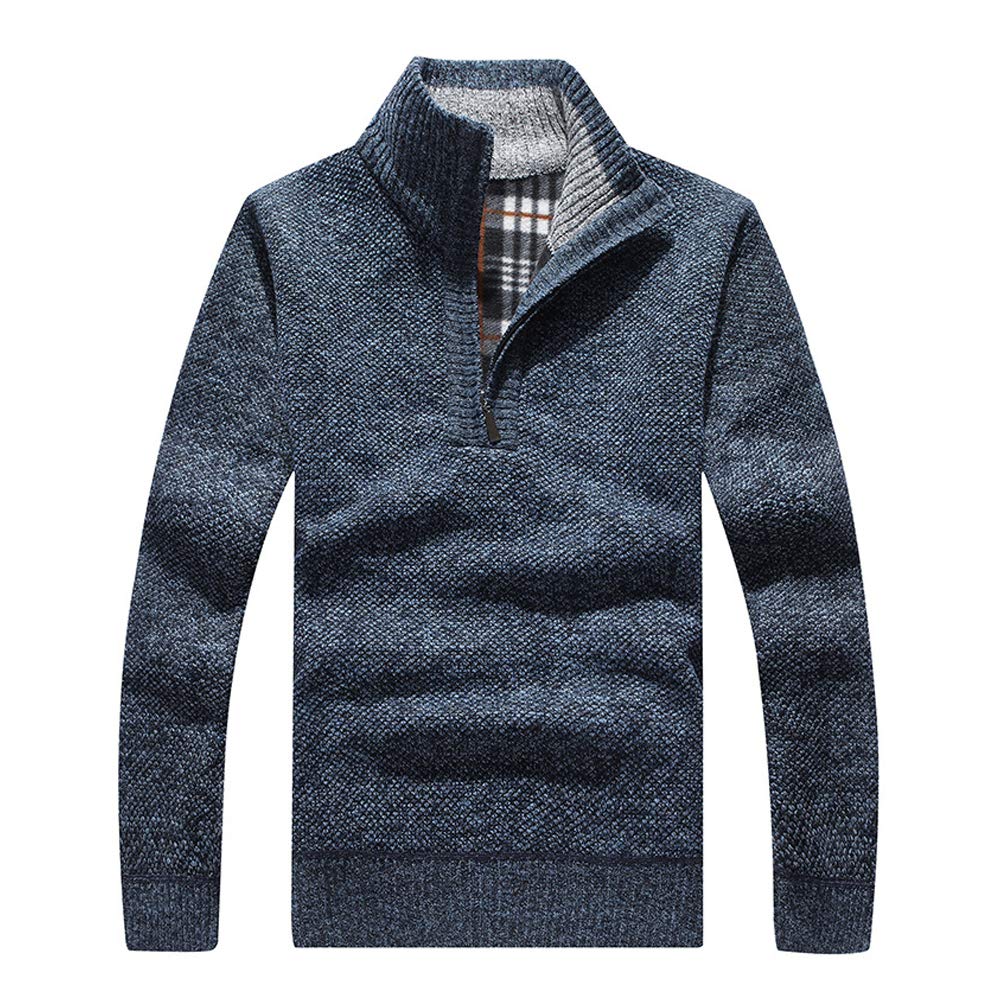 Les umes Herren Pullover mit halbem Reißverschluss Rollkragenpullover aus Strick Warmer langärmeliger Stehkragenpullover