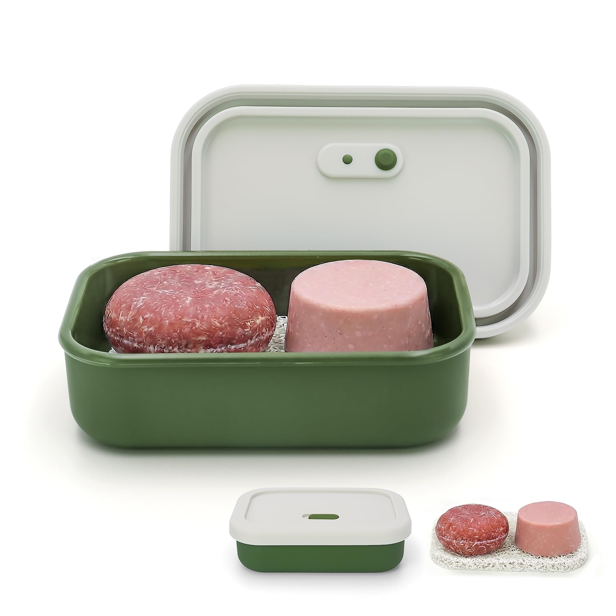 AIDIMMING Silicone Enhanced Leak Proof Travel Soap Case Vented Shampoo Bar Holder Large Bar Soap Box with Lid