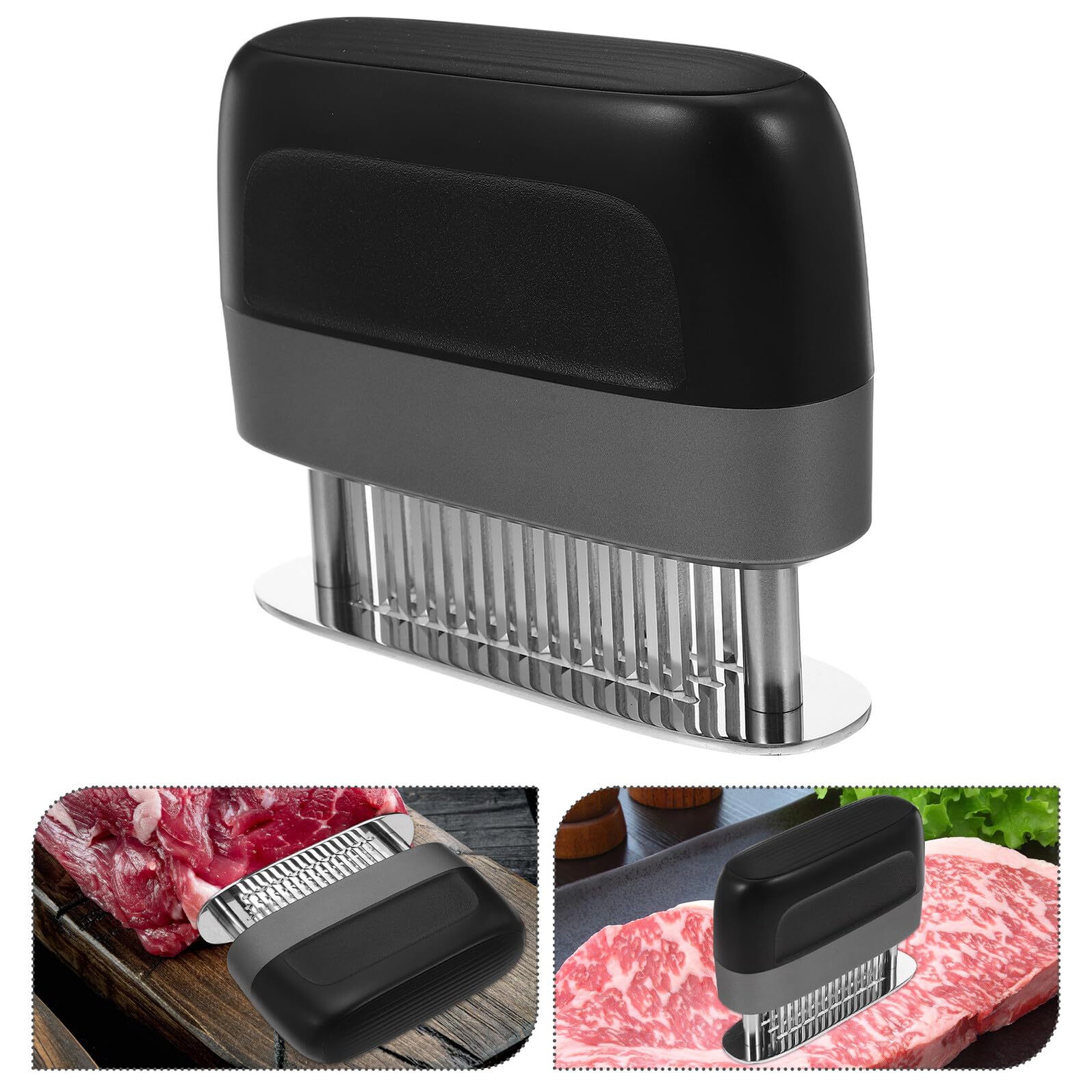 Edelstahl Fleischzartmacher mit Nadeln Manueller Steakklopfer für Rindfleisch und Geflügel Kompakter Fleischklopfer zum Auflockern und Schneller Marinade
