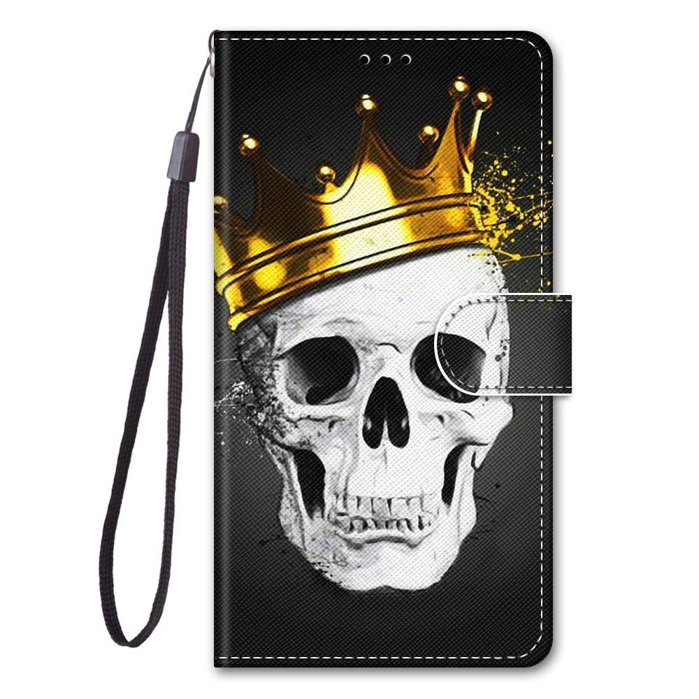 Thoankj Samsung Galaxy A10 Case Flip Shockproof Animal Art Notebook Wallet Covers with Magnetic Stand Card Holder Slot Slim Folio Silicone Bumper Protective Phone Case for Samsung Galaxy A10 Skull