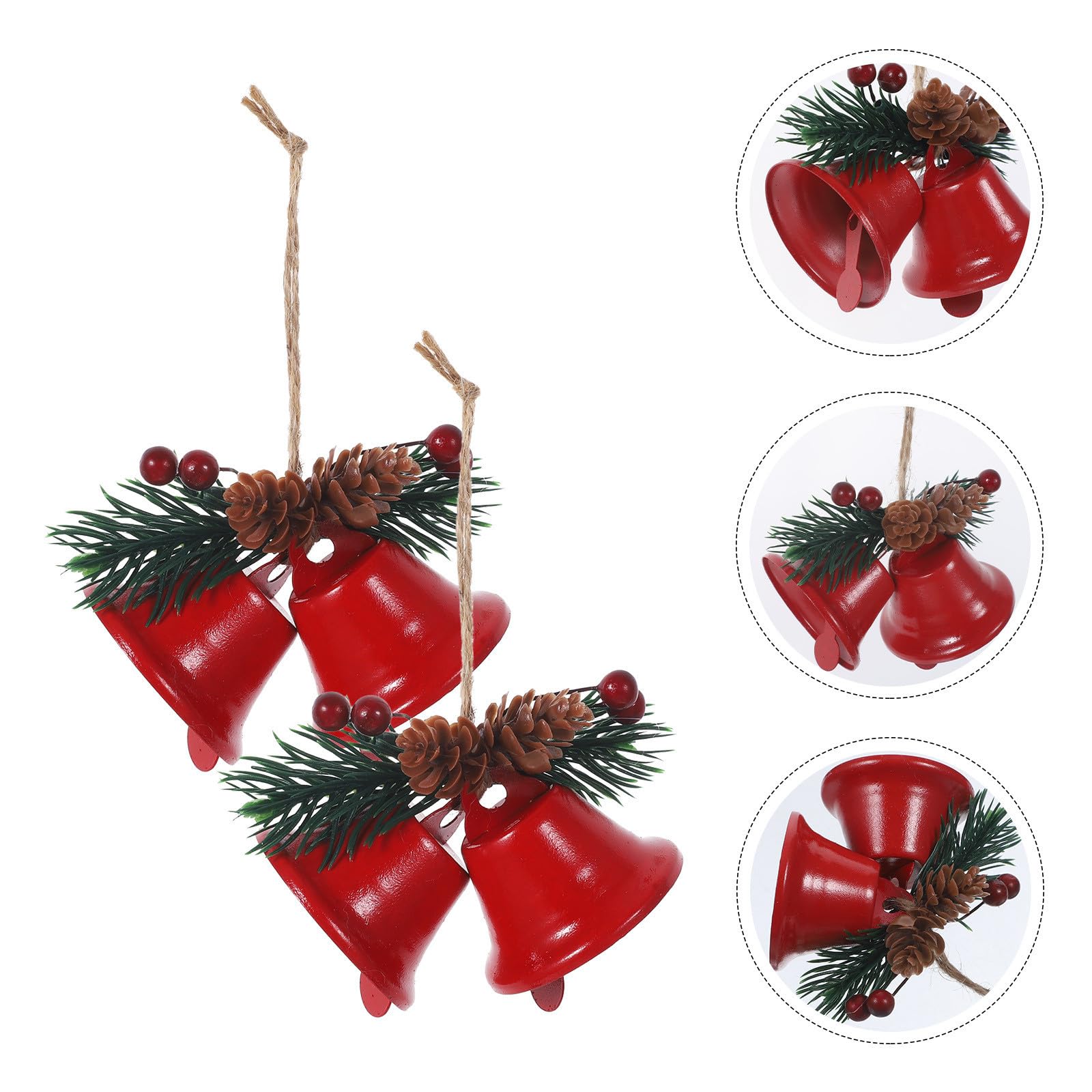 6 Stück Weihnachtsglockenanhänger aus Eisen Rot zum Aufhängen
