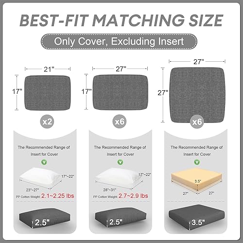 Miniatura 2 de NICESOUL Fundas de cojín de repuesto para sofá al aire libre para muebles de patio, fundas de cojín para respaldo (662, gris oscuro)