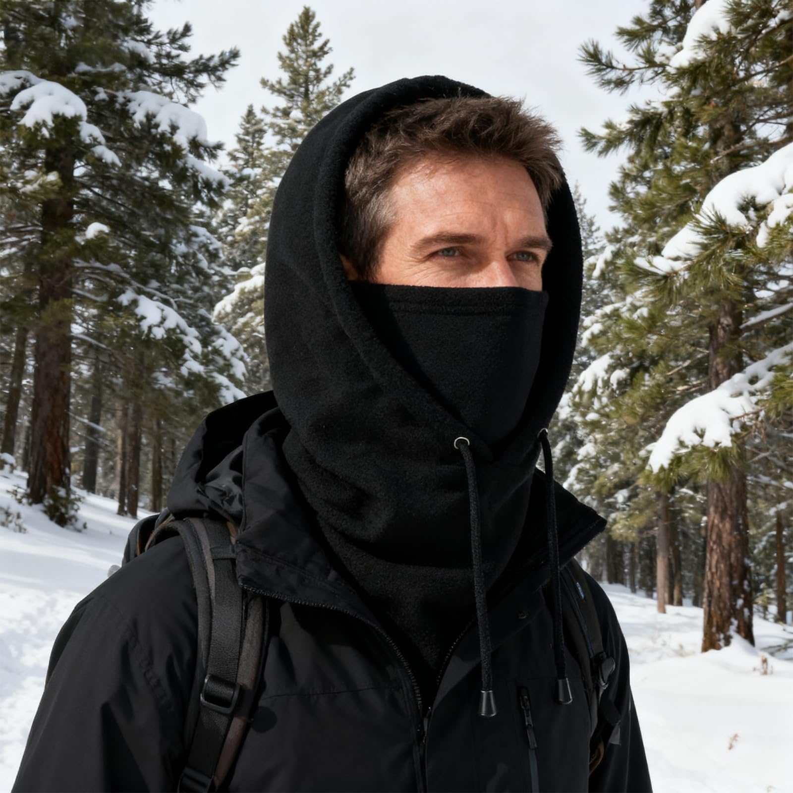 Pasamontañas Térmicos de Invierno, Multifuncional Prueba de Viento Cálido Máscara Ajustable, Mascarilla Moto Térmica Forro Polar para Mujeres Hombres Deportes Aire Libre Correr Esquí Ciclismo, Negro