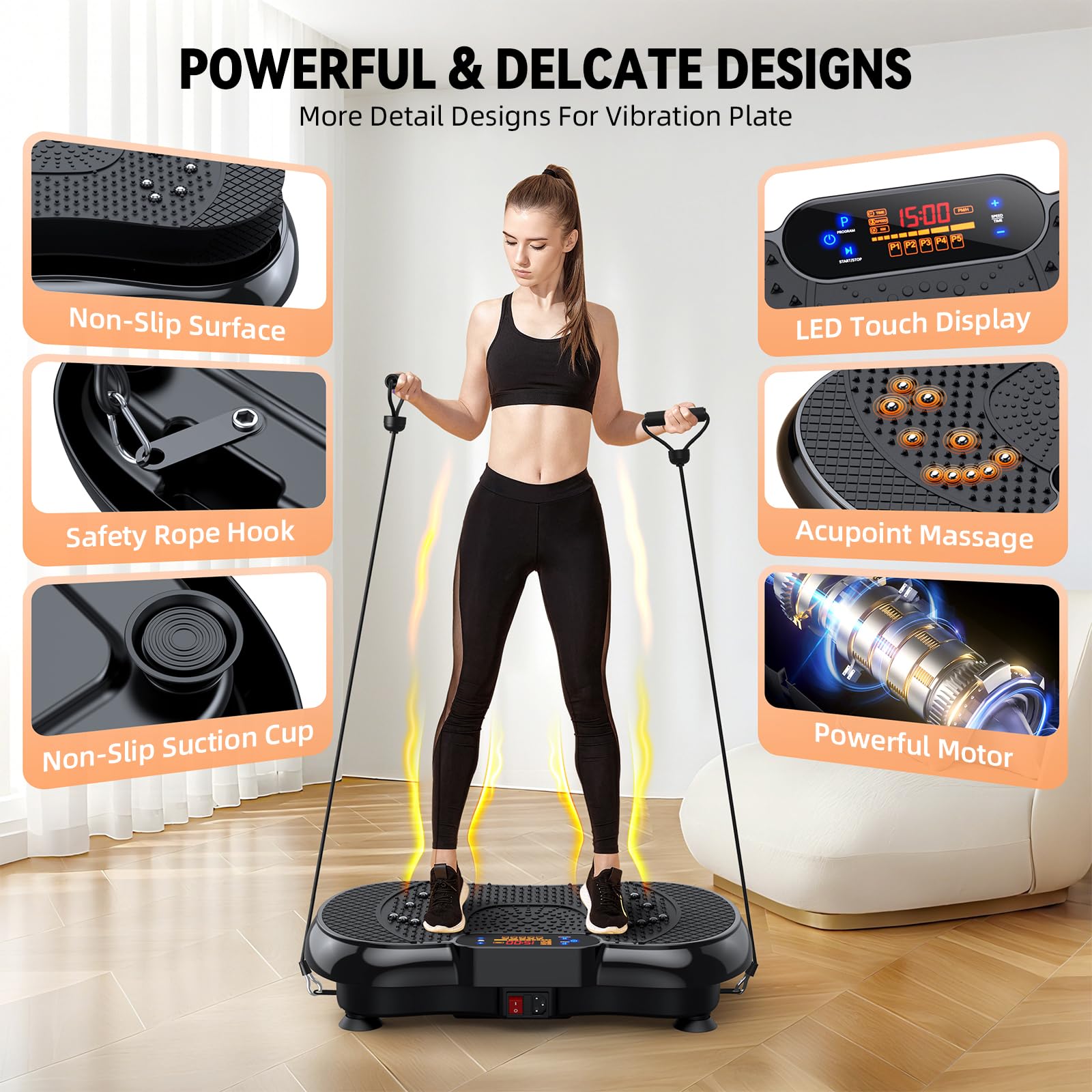 Vibration Plate Exercise Machine 2025 Upgraded Fitness Vibrating Lymphatic Drainage for Weight Loss 330Lbs, 999 Adjustable Speeds, Full-Body Shaker Workout Platform for Women Men, Sport Home Gym
