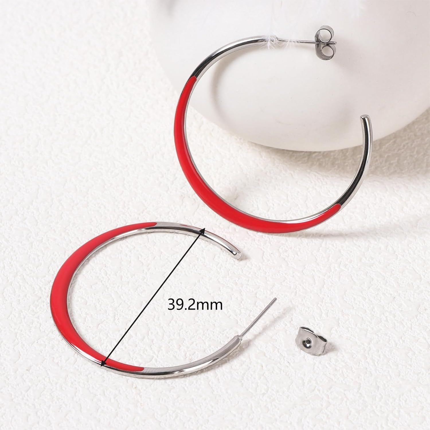 Colorful Enamel Hoop Earrings for Women 18k Real Gold Plated C-Shaped Earring Hypoallergenic Round Enamel Jewelry for Wife Girlfriend
