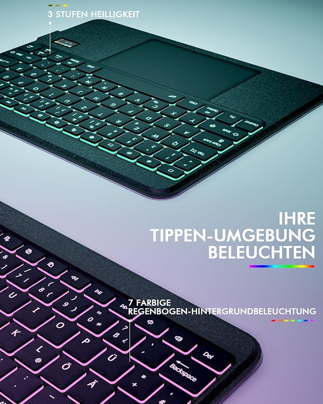Doohoeek LCD Kijelzős Billentyűzetes Tok iPad Air 13" (M3/M2) és iPad Pro 12.9" 3-6. Generációhoz - Levehető QWERTZ Bluetooth Billentyűzet H