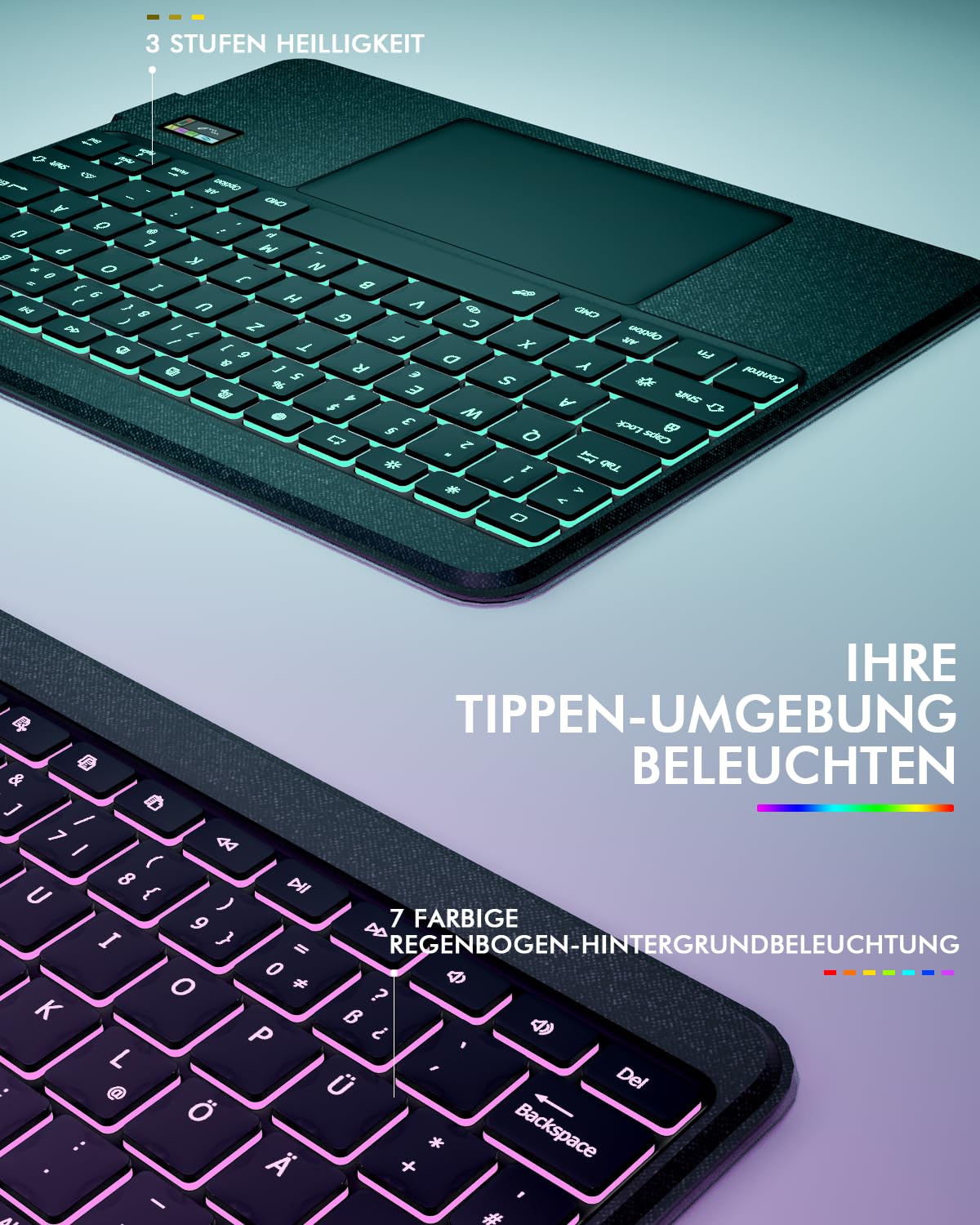 Doohoeek Tastatur Hülle mit LCD-Display für iPad Pro 13 Zoll 2025(M5)/2024(M4), Abnehmbare Bluetooth Wireless Keyboard Case Type Folio mit Hintergrundbeleuchtung&Multi-Touch Trackpad, QWERTZ