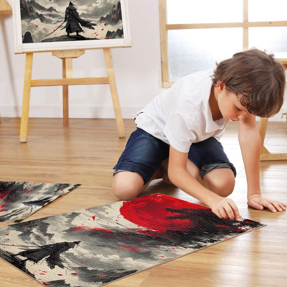 samurai luna rossa giapponese Puzzle da 2000 pezzi per adulti Difficile da completare ma divertente e umoristico offerte come regali per tutta la famiglia 70x100cm