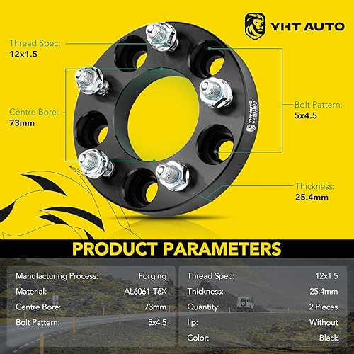 Miniatura 10 de YHTAUTO Espaciadores de rueda de 5 x 4.5 pulgadas para modelos Toyota, Ford, Jeep, Honda, Dodge, KIA, Hyundai, Chrysler y Mazda, separadores de