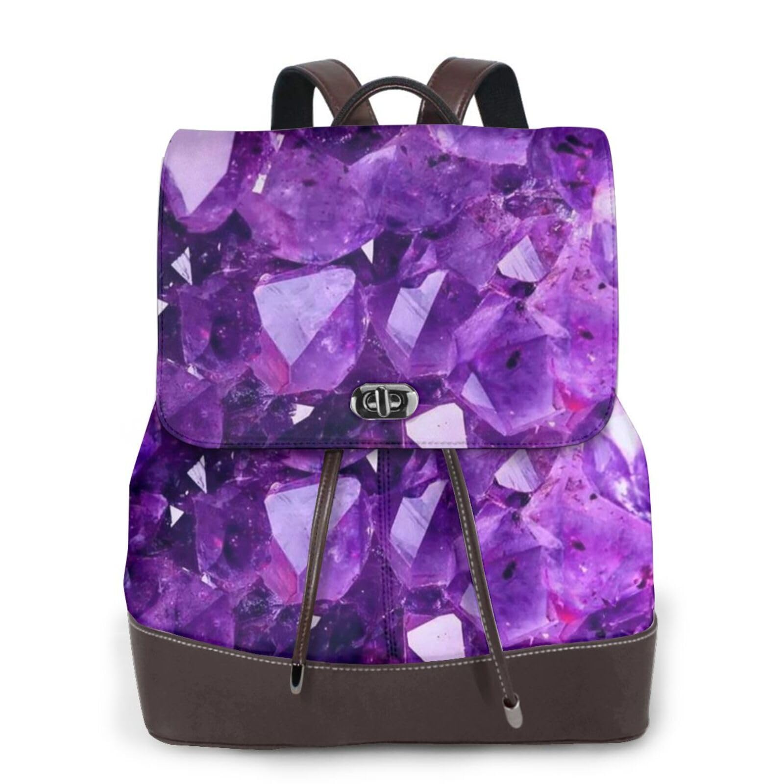 Sac à dos imperméable et léger en cuir PU noir strass diamant - 5