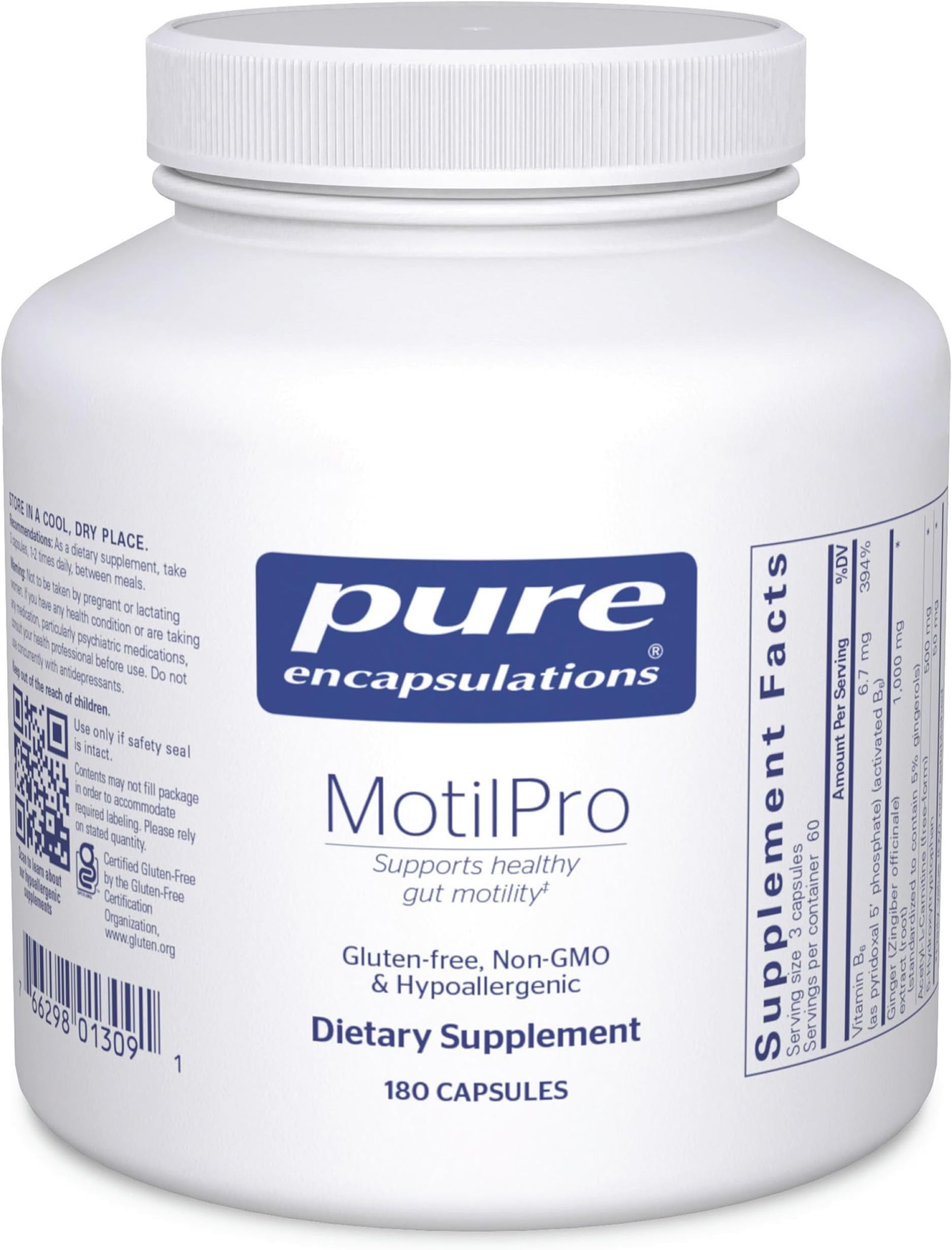 MotilPro | Hypoallergenic Dietary Supplement to Promote Healthy Gut Motility* | 180 Capsules