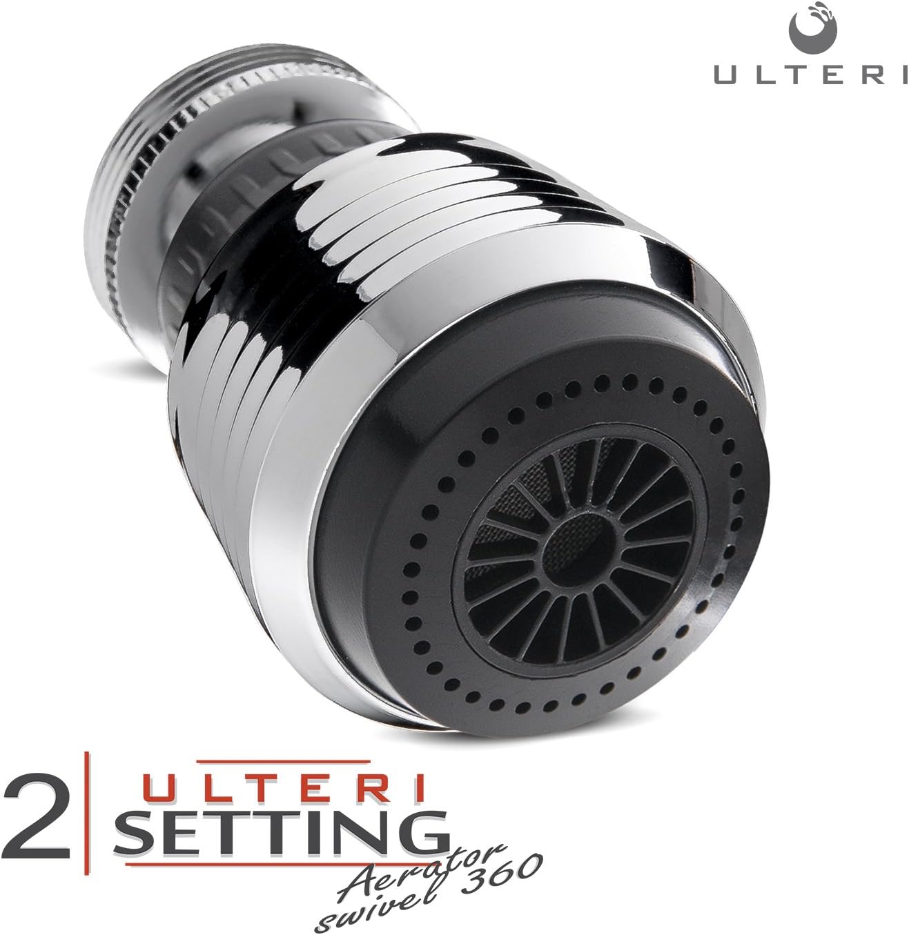 Aerator for Kitchen, Bathroom Faucet, 2 Function Swivel Sprayer, Water Saving Flow 1.5 GMP, Polished Chrome, Black