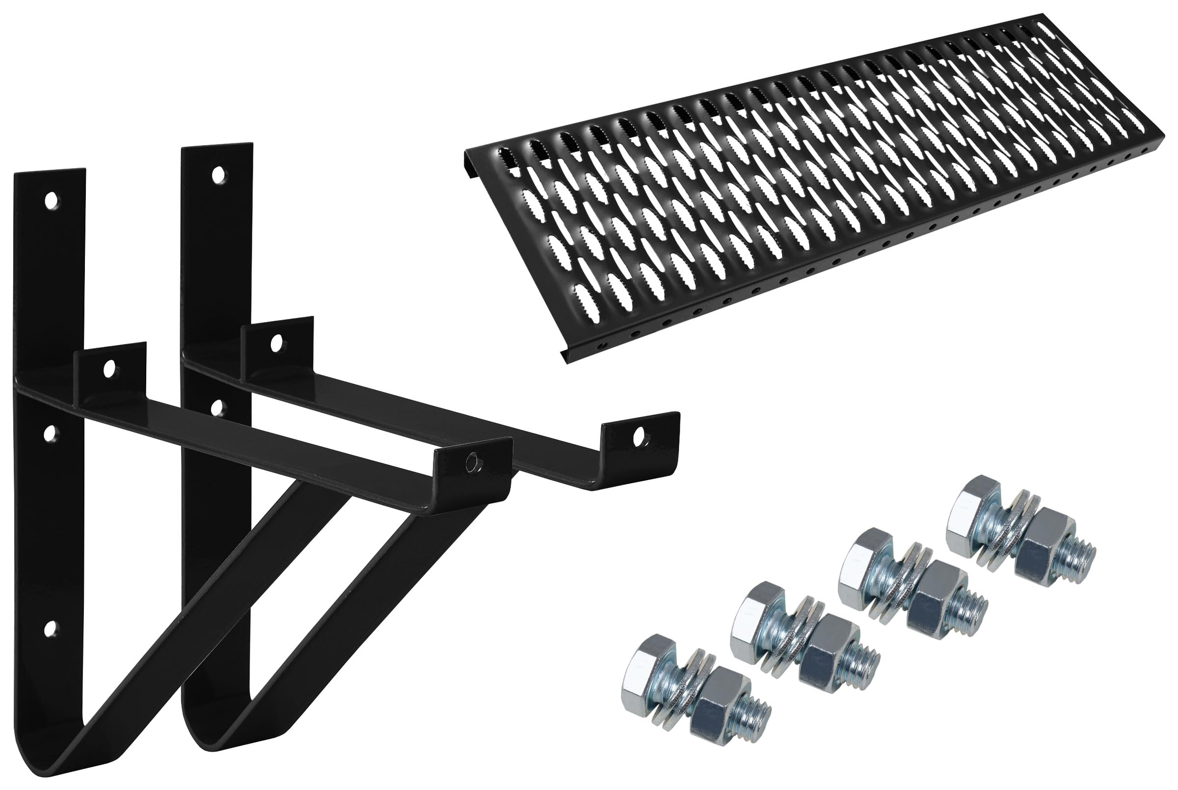 Parotec Dachtritt - Dachtritte für schornsteinfeger - Laufrost Dachtritt - Steigtritt Kaminpodest 100 cm Komplett für Kamin/Wand (RAL 9005 - Schwarz)