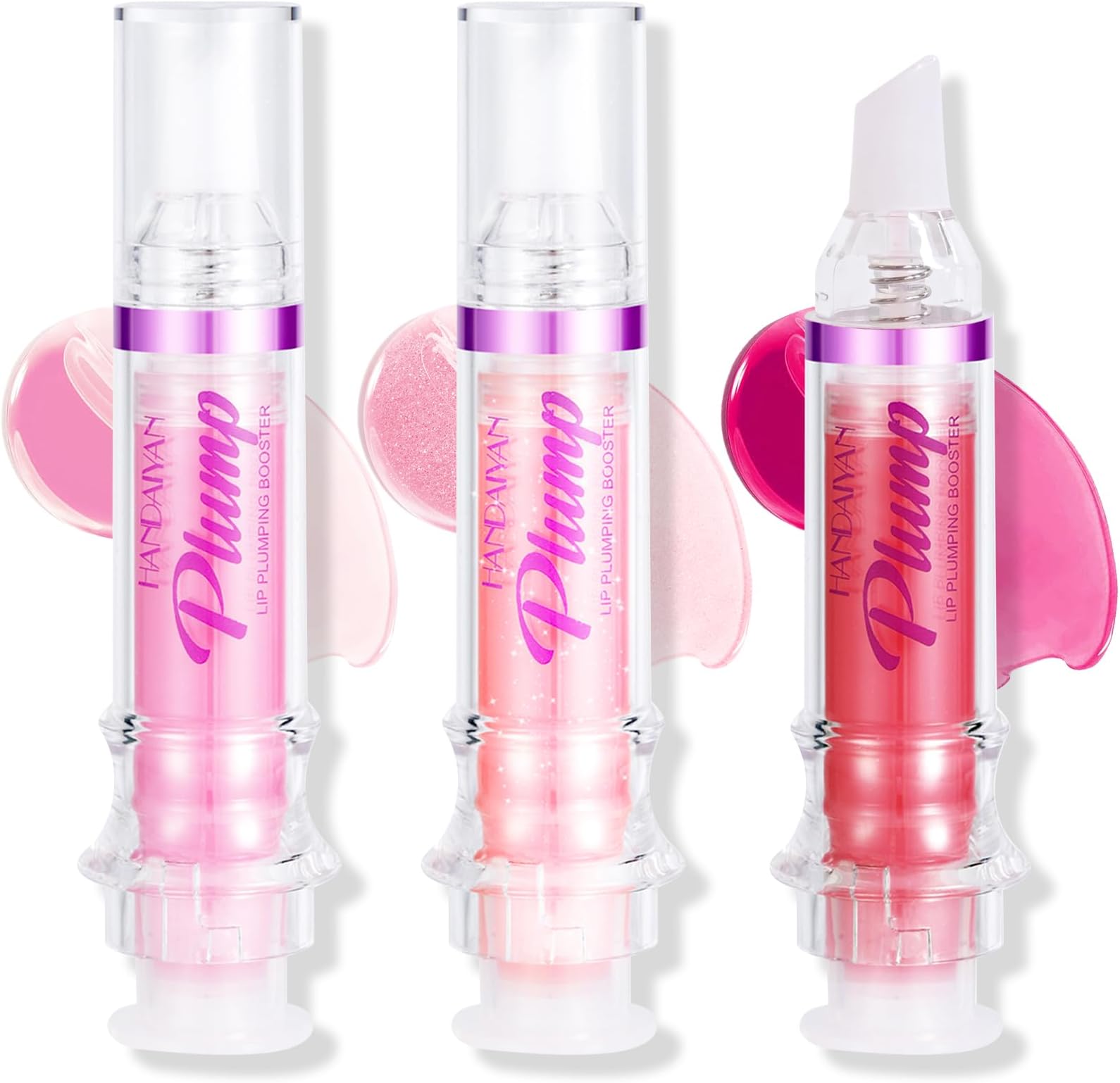 3 Colors Lip Plumping Booster, Spicy Lip Plumper Gloss Lip Plumping Oil, Ultra-Hydrating & Nourishing Plump Lip Plumper, Glossy Finish Fuller Natural Lip Gloss for Women Girls
