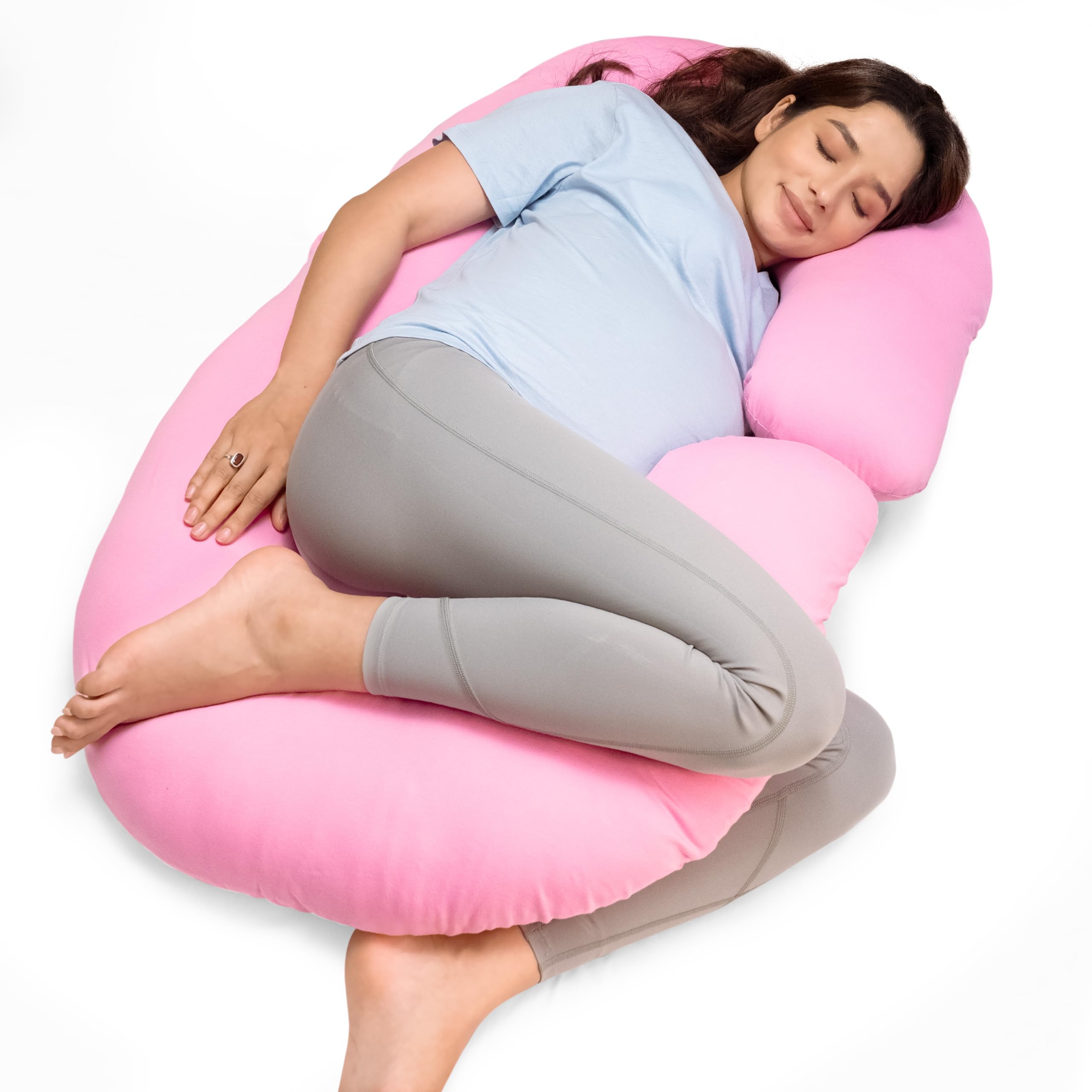 LuvLap Maternity Pillow for Pregnancy Sleeping, Maternity Pillow for Pregnant Women, C-Shaped Pillow, Full Body Pillow, Washable Cover, Ideal for Pregnant Women & Nursing Moms (Deep Pink)