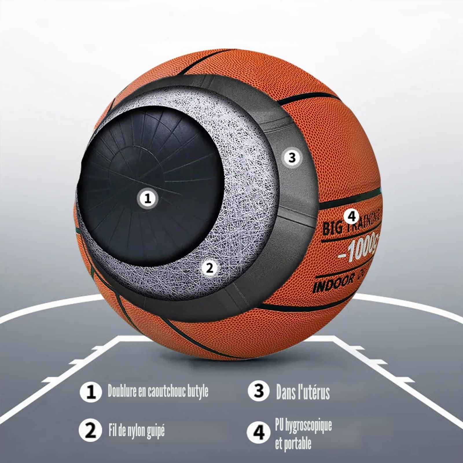 MINDCOLLISION Ballon de basketball lesté surdimensionné taille 9, 94 cm, 1 kg, développe les compétences essentielles, la force du poignet, la courbe de tir
