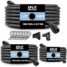 Automotive Wire Loom Flame Retardant Split Wire Loom Tubing Assortment Wiring Loom Kit Plastic Cover Electrical Covering Conduit Protective Wire Wrap Cable Sleeves Black 1/4", 1/2", 3/8" x 120 Ft
