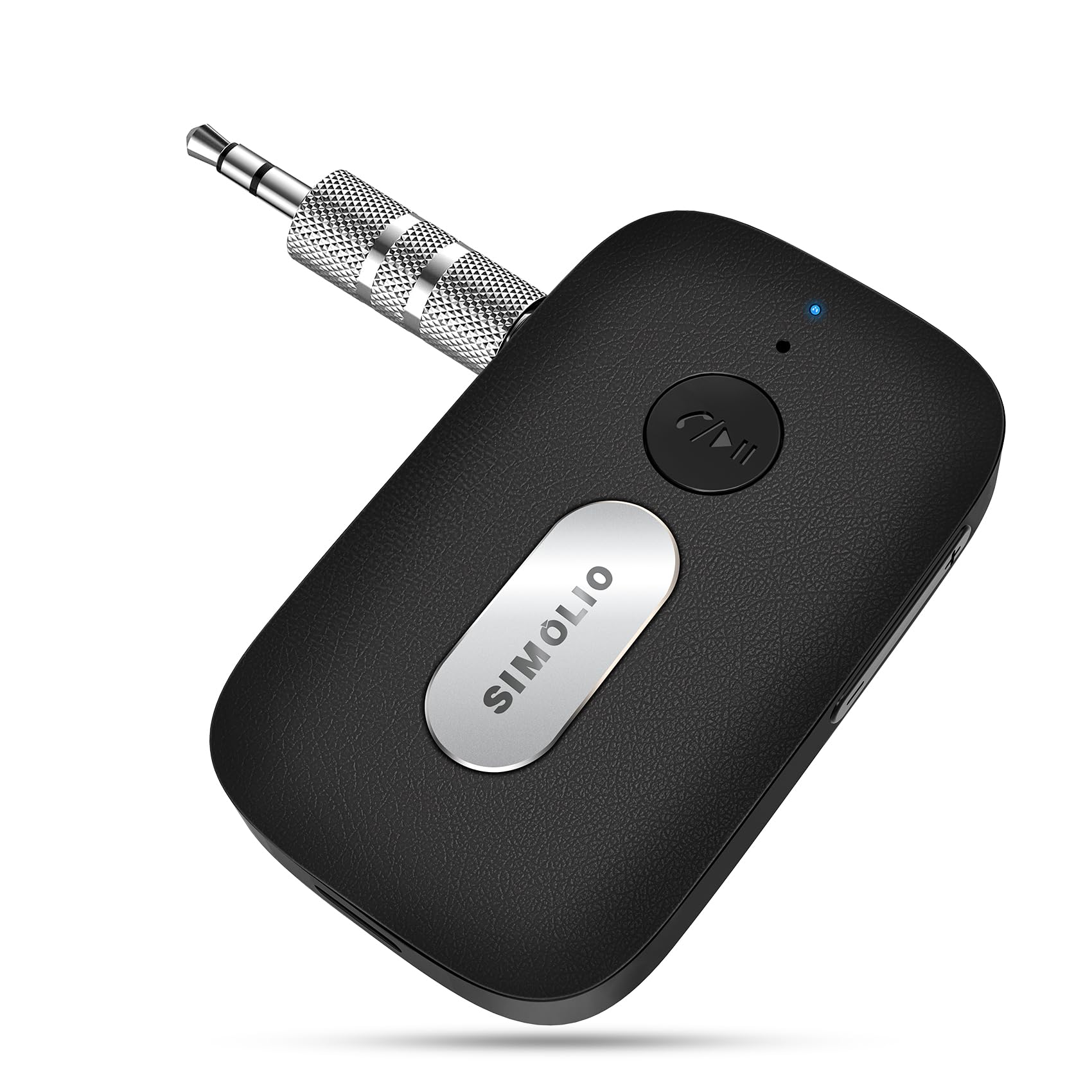 SIMOLIO Bluetooth Receiver for Car, 35H Battery Life, Volume Control, Noise Cancelling 3.5mm AUX Bluetooth Car Adapter, Wireless Audio Receiver for Home Stereo/Wired Headphones/Handsfree Calls