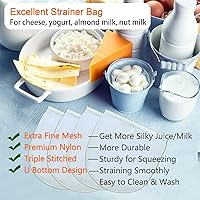 Vista 6 de Paquete de 4 bolsas de leche de nueces para colar de 12 x 12 pulgadas, bolsa de estopilla reutilizable, 200 coladores de nailon de malla, bolsa