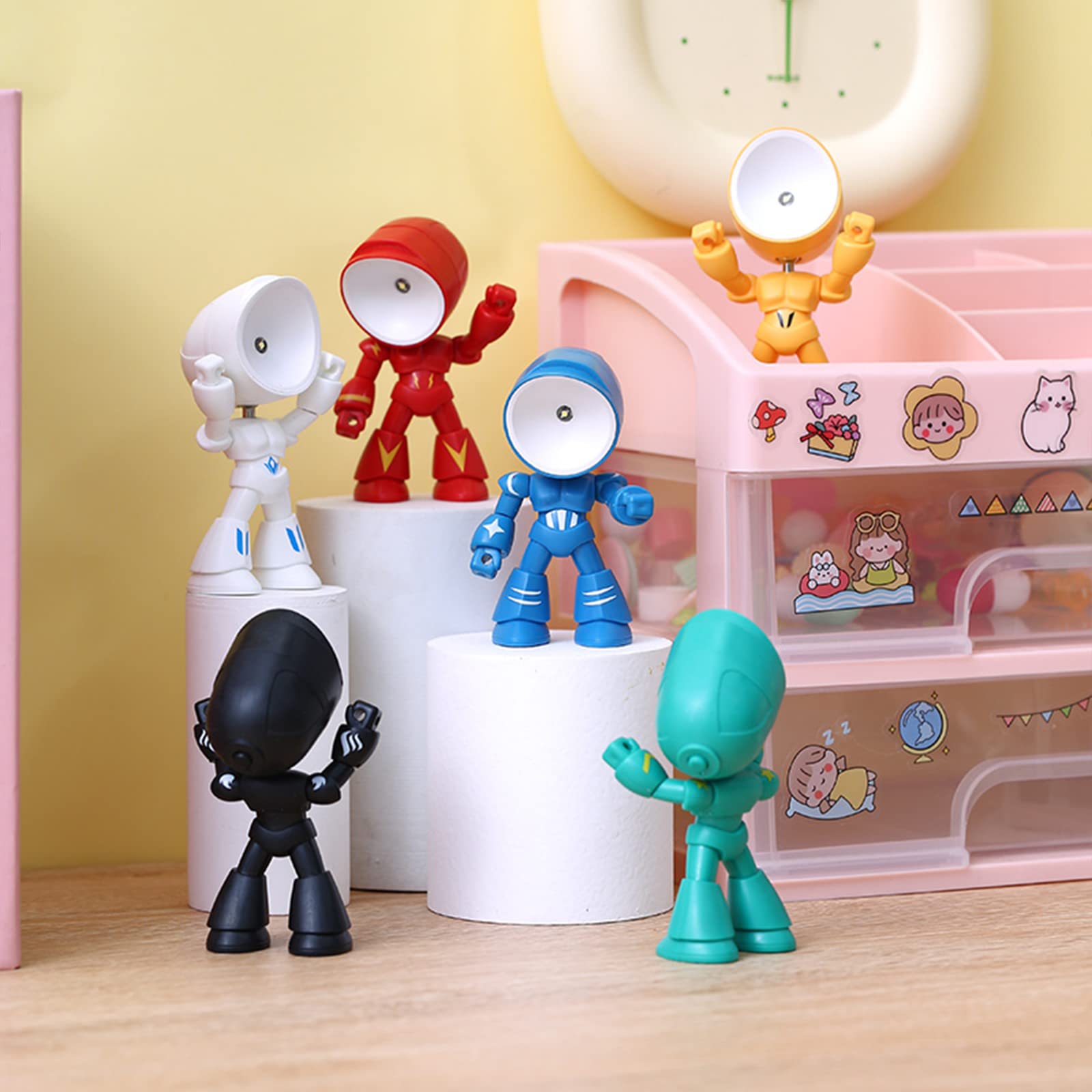 Luce Notturna Kawaii Per Bambini - Lampada Da Scrivania Portatile A LED Con Testa Regolabile, Set Da 3 Con Batterie, Regalo