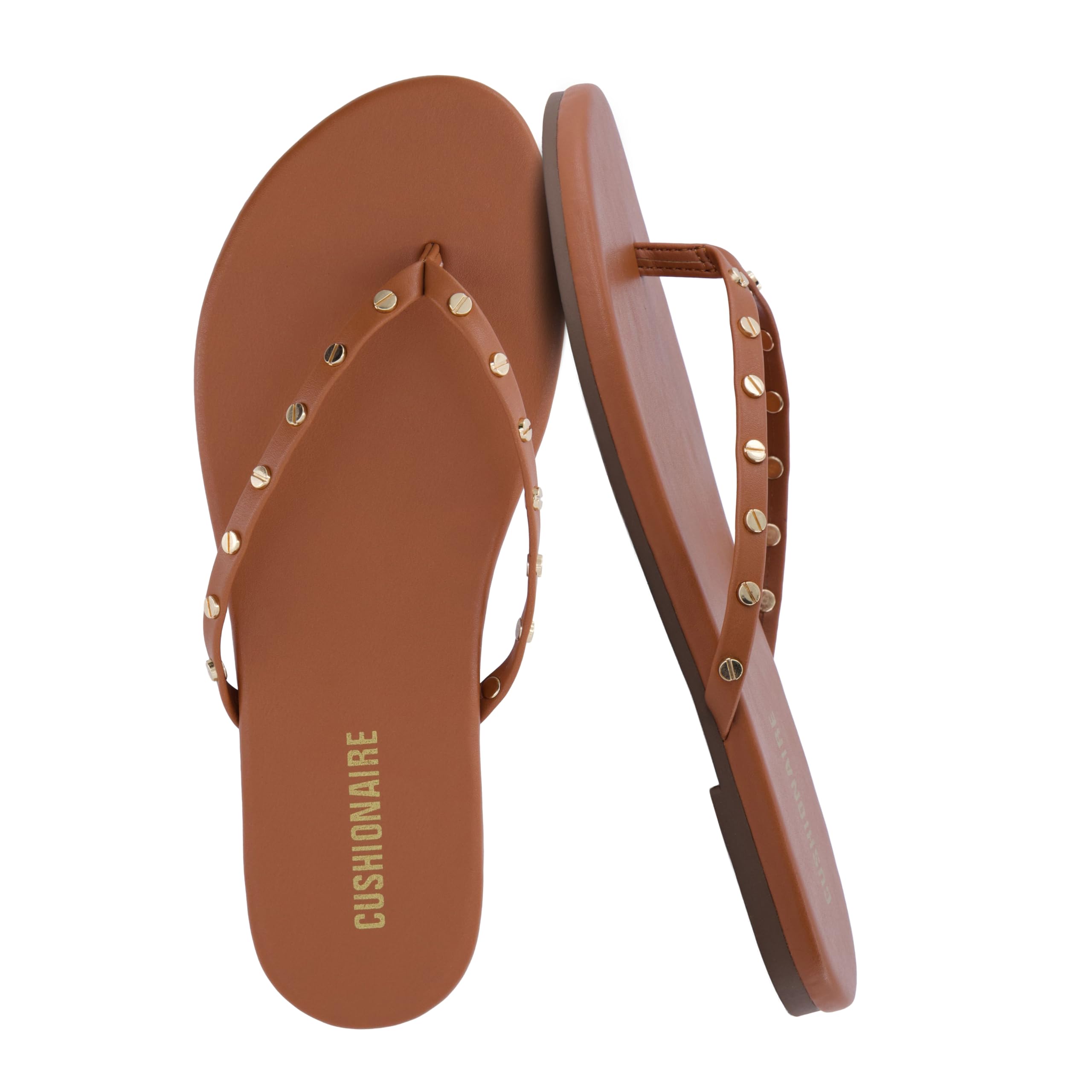 CUSHIONAIRE Women's Confetti Studded Flip Flop Sandals