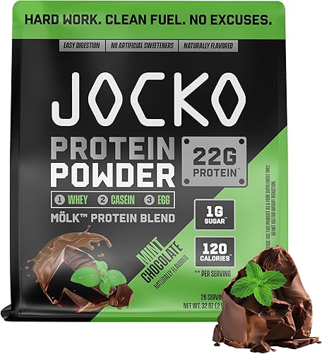 Jocko Fuel Mölk - Proteína de suero en polvo, 0.78 oz, mezcla de frutas de monje bajo en azúcar, recuperación muscular y crecimiento, el embalaje
