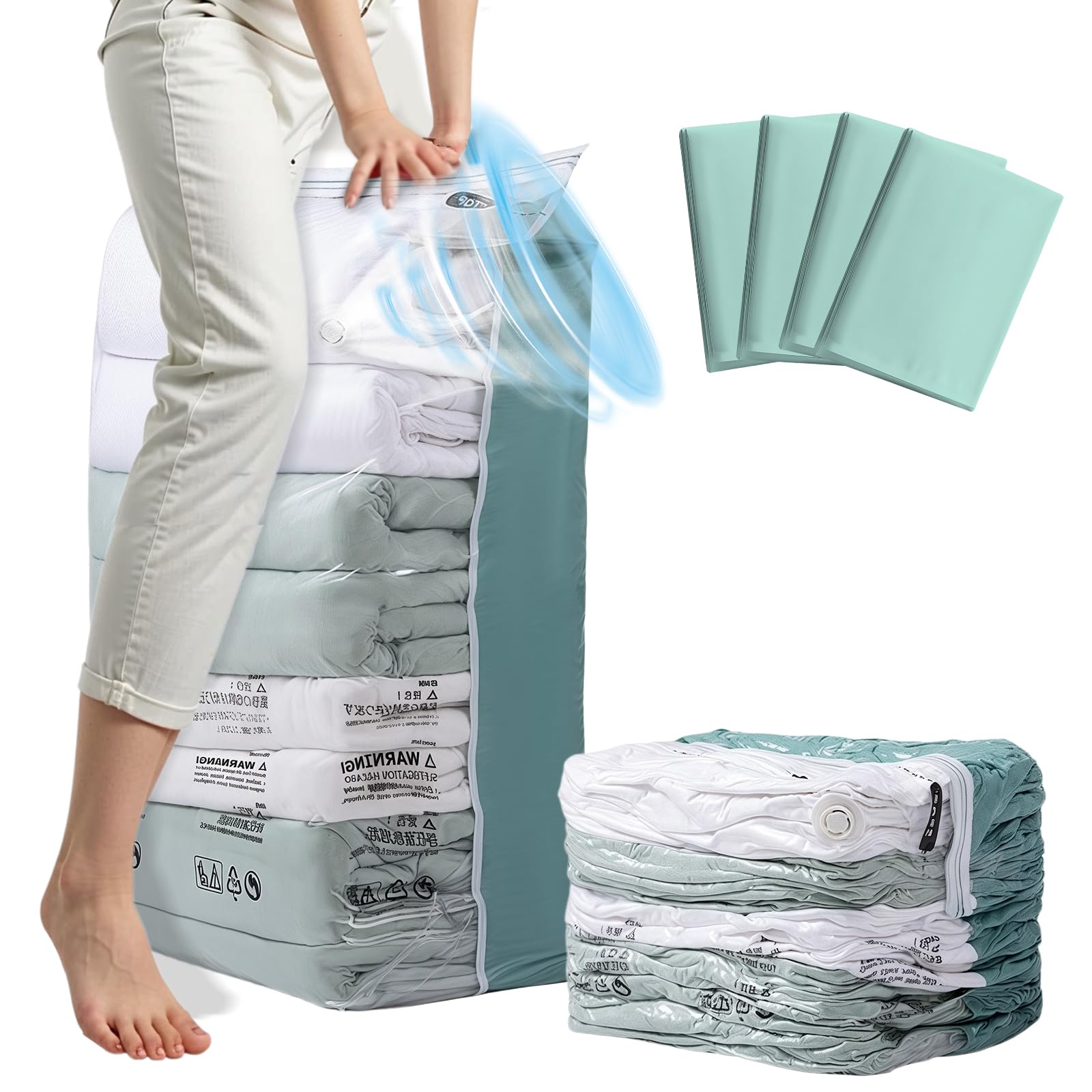 Culinavog 4 Pack Cube Vacuum Storage Bags, Jumbo (80x100x38 CM) Vacuum Compression Zipper Storage Bags, Extra Large Compression Bags for Clothes Duvet Comforters Blankets Bedding
