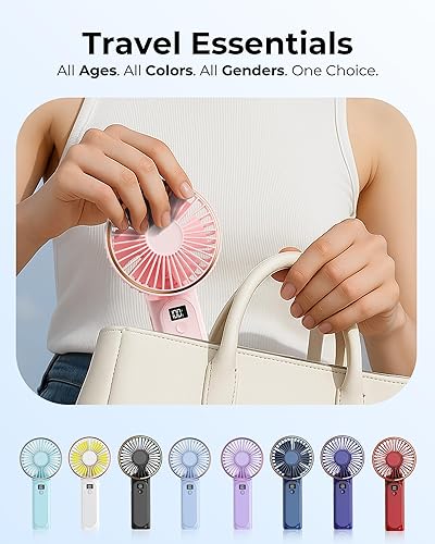 Miniatura 6 de TUNISE Ventilador de mano portátil, ventilador de cuello, ventilador de escritorio de 4000 mAh, ajustable en 180, viento de 6 velocidades, pantalla