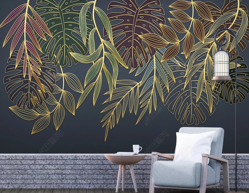 Papier peint intissé 3D design dorure en relief haut de gamme pour salon élégant
