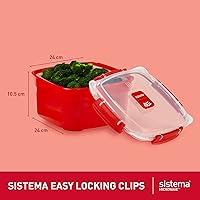 Vista 3 de Sistema Vaporizador de Microondas para Alimentos con Cesta de Vapor Extraíble Grande 3.2 L Rojo/Transparente