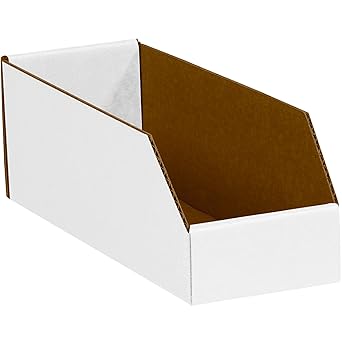 BOX+USA BOX USA BBINMT512 Open Top Bin Boxes, 5 x 12 x 4-1/2, Oyster White (Pack of 50)