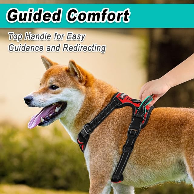 Foto 4 de 8 de BARKBAY Arnés reflectante para perro con clip frontal y asa de fácil control para caminar, entrenar, correr