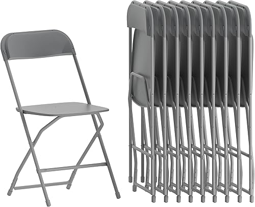 Miniatura 35 de Flash Furniture Hercules - Juego de 10 sillas plegables de plástico resistentes para interiores y exteriores, sillas apilables comerciales plegables