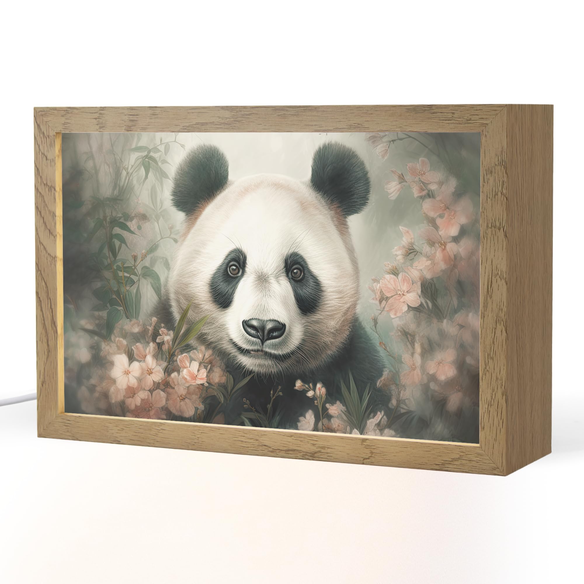 Luz Mesita De Noche [template] 30x20 cm Lampara LED Dormitorio Lámpara Escritorio Table Lamp Night Light Lamparita Panda - Animales - Plantas
