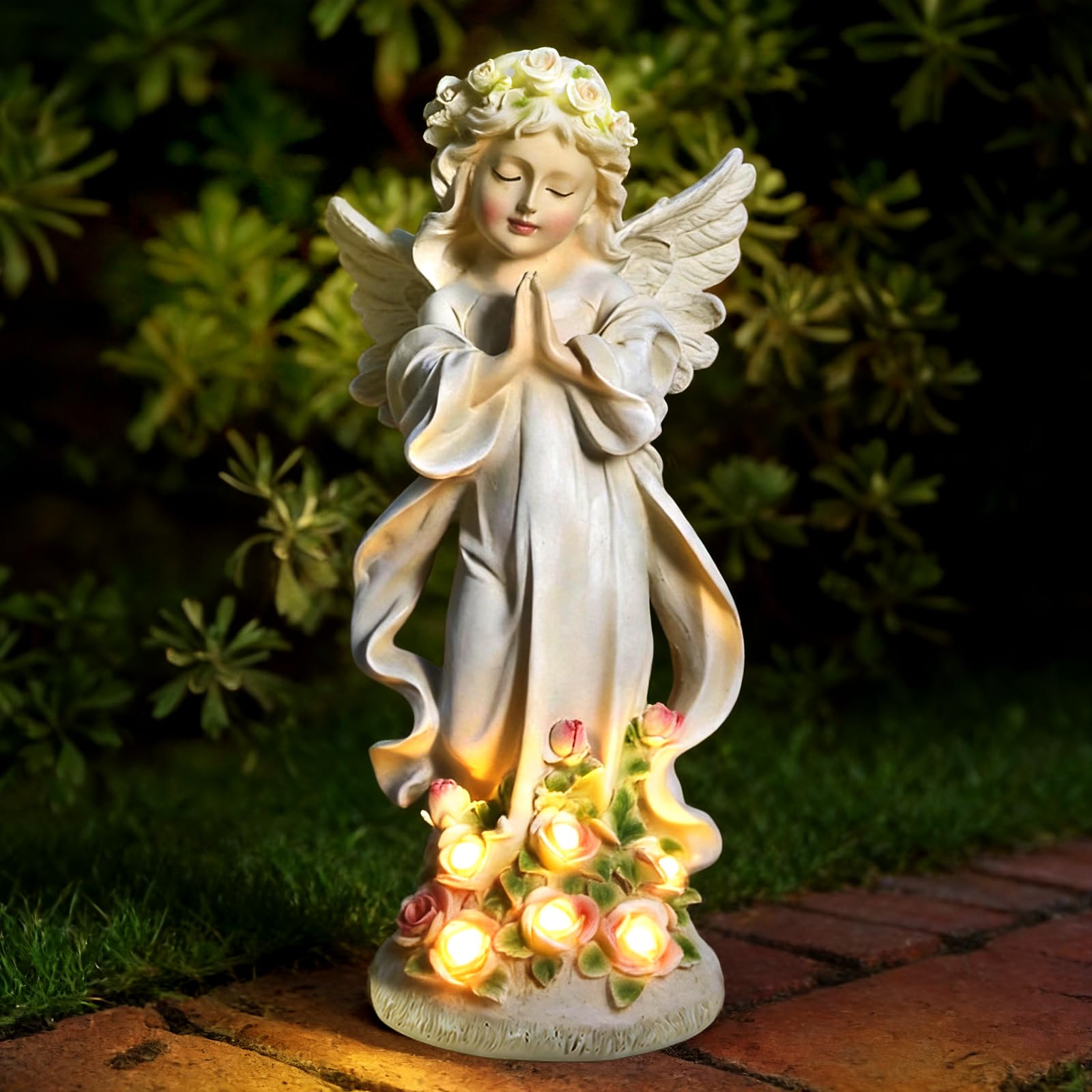 Lumière solaire ange priant avec lampe LED étanche pour décoration cour et balcon