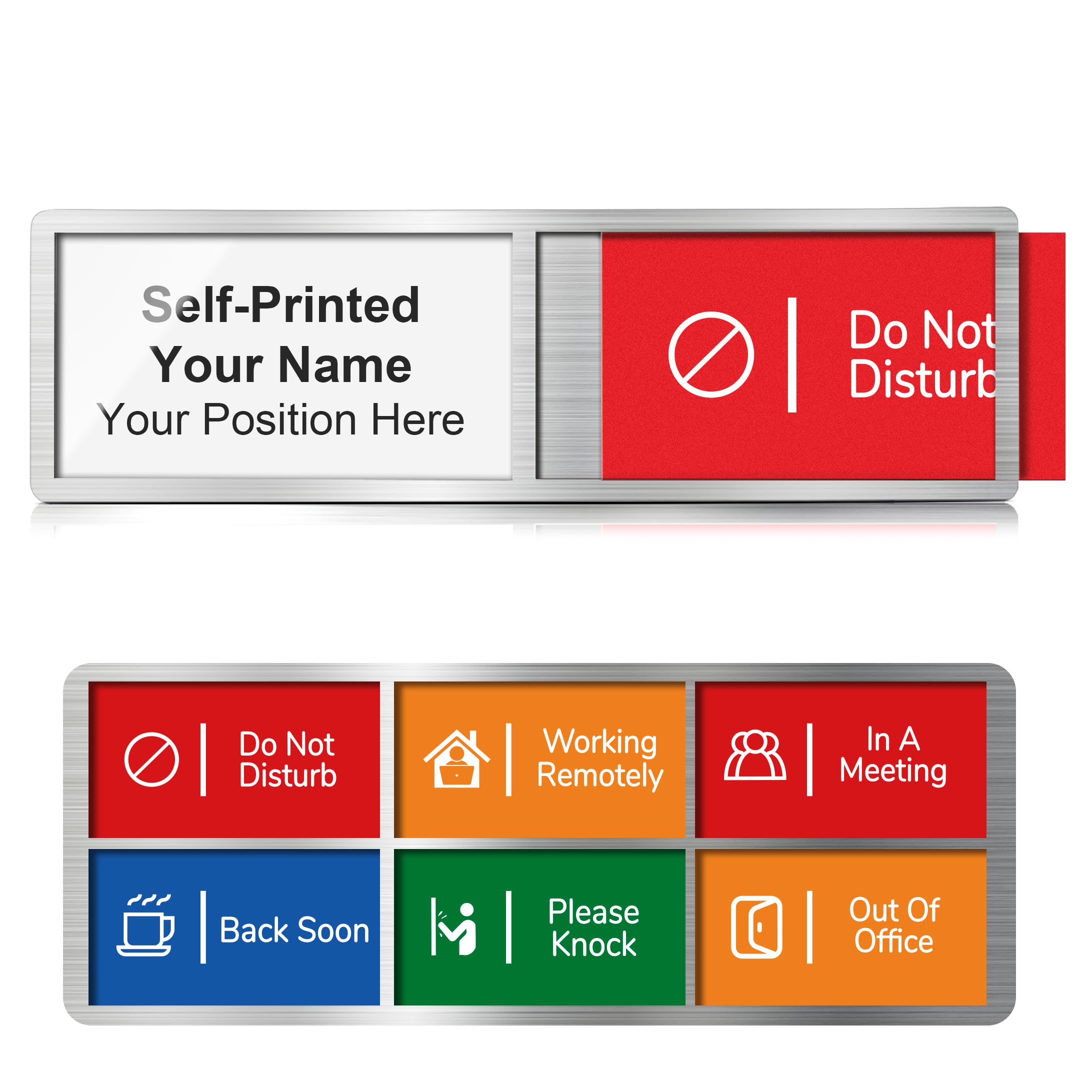 Office Door Signs, Custom Name Plate with 6 Status Options, Do Not