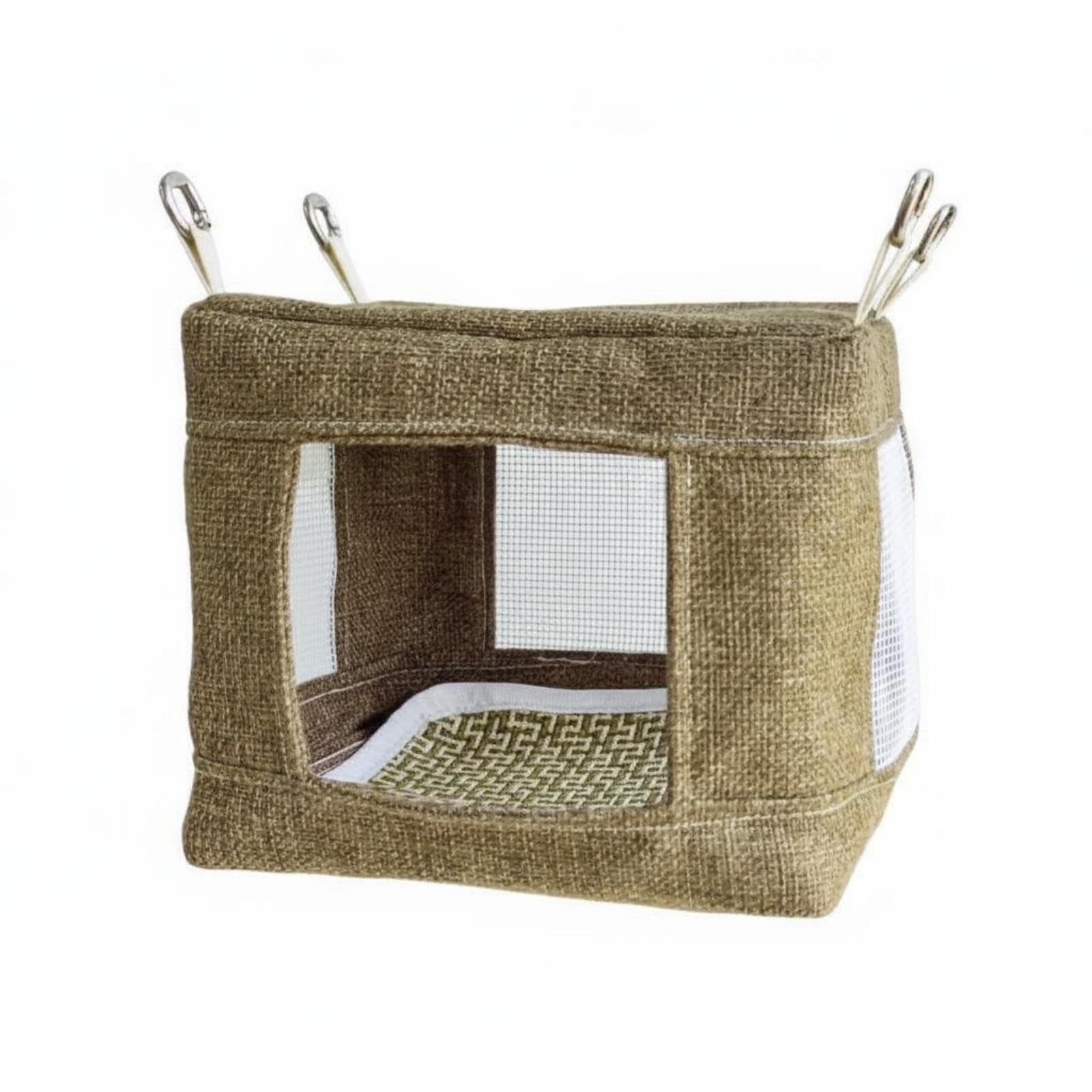 Hanging Bird Nest clothCovered Square Bird Nest Stitched Edges Parrot Cool Nest - B-image-21