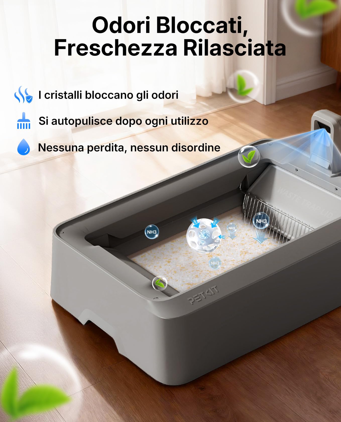 PETKIT PH Crystal Lettiera per Gatti con Monitoraggio Urine - Non Agglomerante, Deodorizzazione Multipla, Antipolvere e Pronta all‘Uso - Compatibile con PUROBOT CRYSTAL DUO, 4 Sacchi