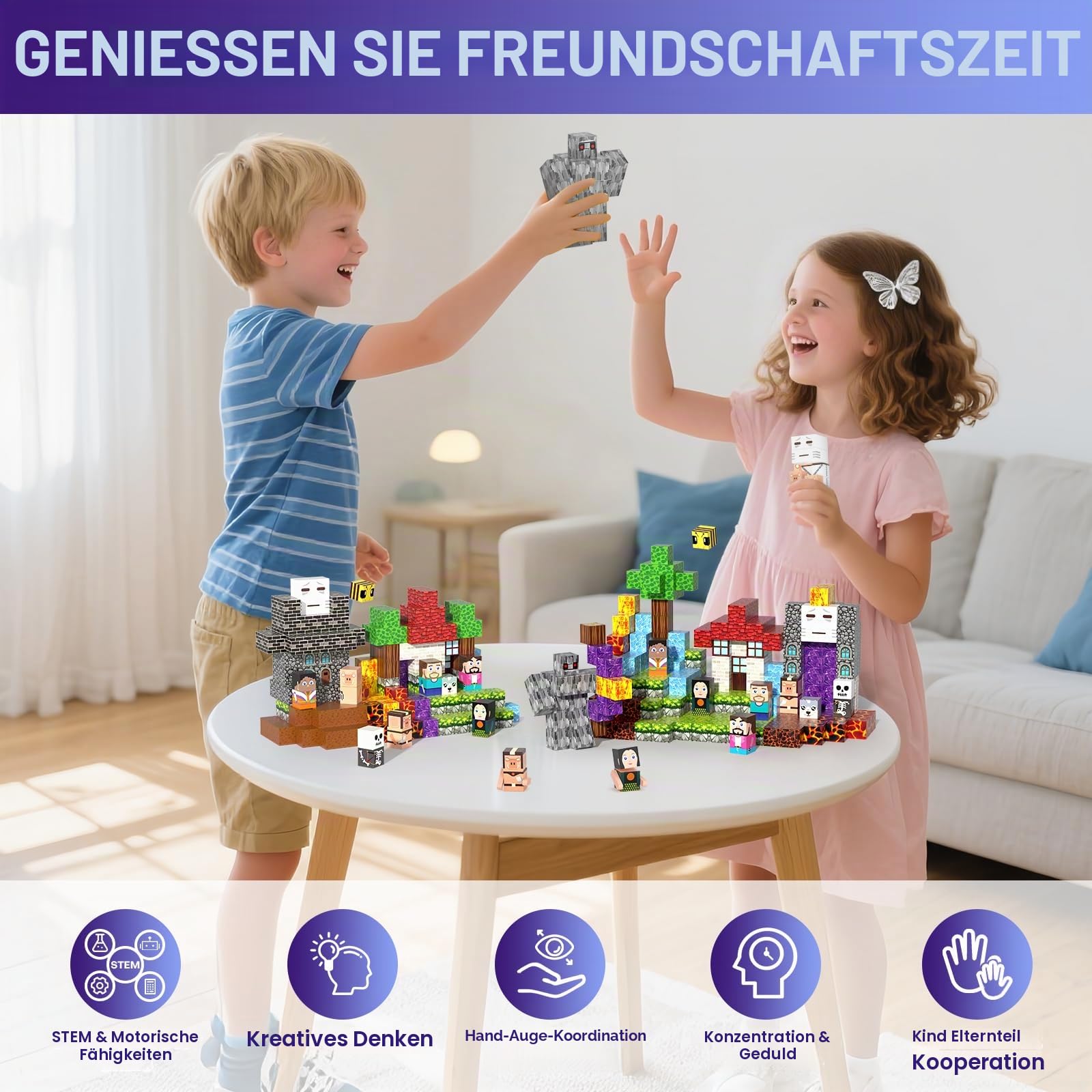 Magnetische Bausteine 150 PCS, Magnetbausteine für 3+ Jahre, Magnet Spielzeug Sets für Kinder Jungen Mädchen, Abenteuer Thema für Geburtstag