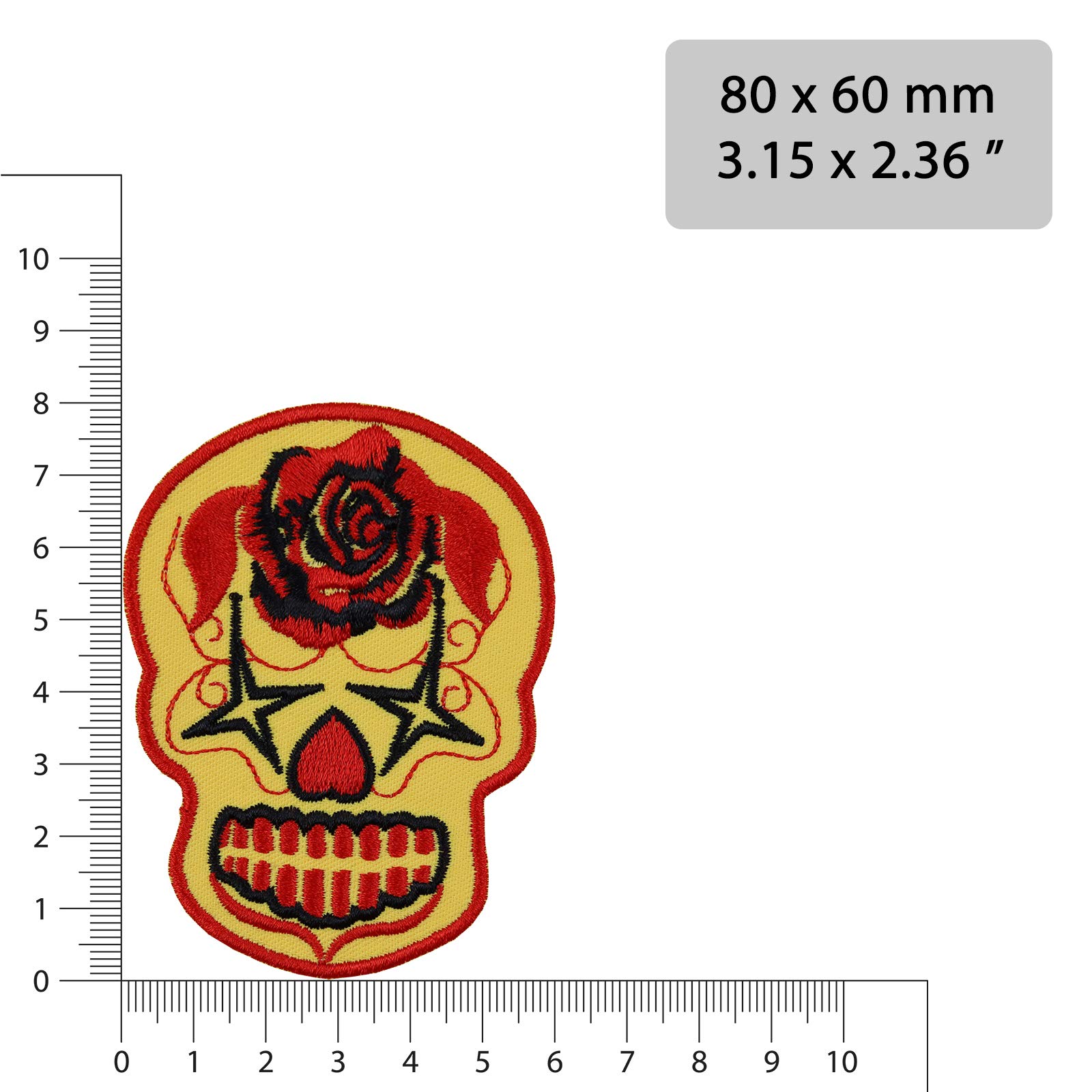 Écusson Thermocollant Dia De Los Muertos - Crâne Mexicain Brodé 80x100mm