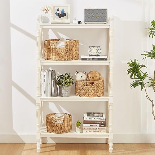 Miniatura 6 de Vagusicc Cesta de almacenamiento de mimbre, tejida a mano con jacinto de agua, cesta tejida redonda grande con asas, cestas de mimbre para