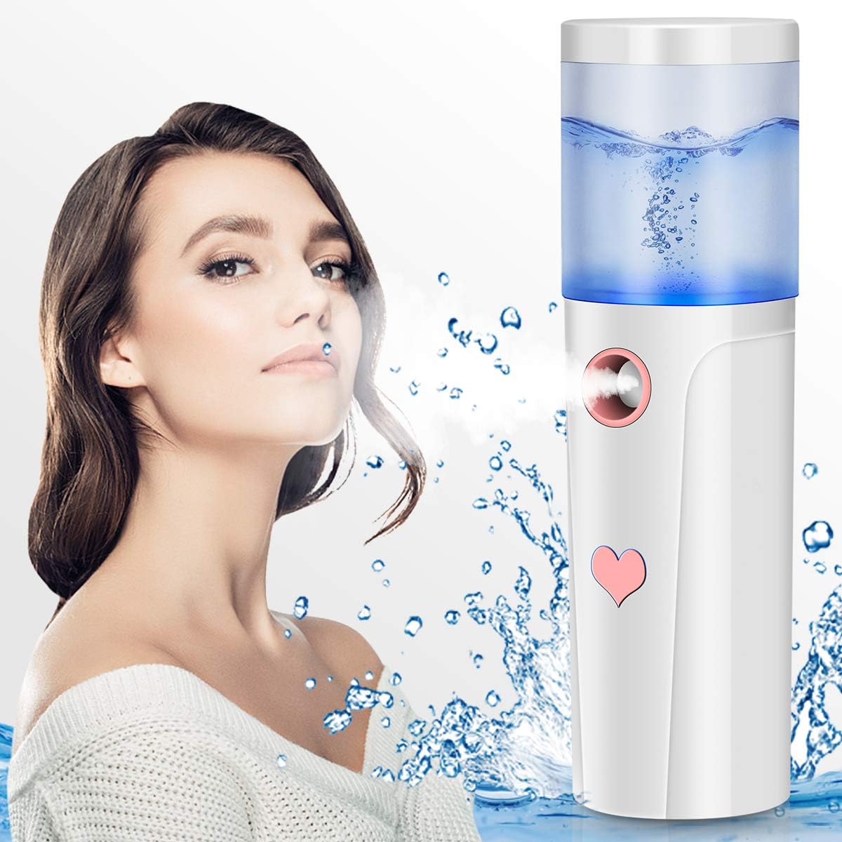 Mister, draagbare Cool Mist Steamer Handige mistsproeier for gezicht Hydraterende en hydraterende Mini USB oplaadbare Mister Travel Face Luchtbevochtiger Verstuiver met 20 ml watertank /89
